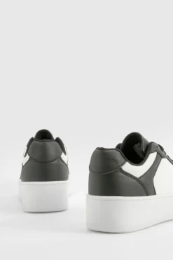 Trainers*boohoo Chunky Platform Sole Contrast Panel Trainers black