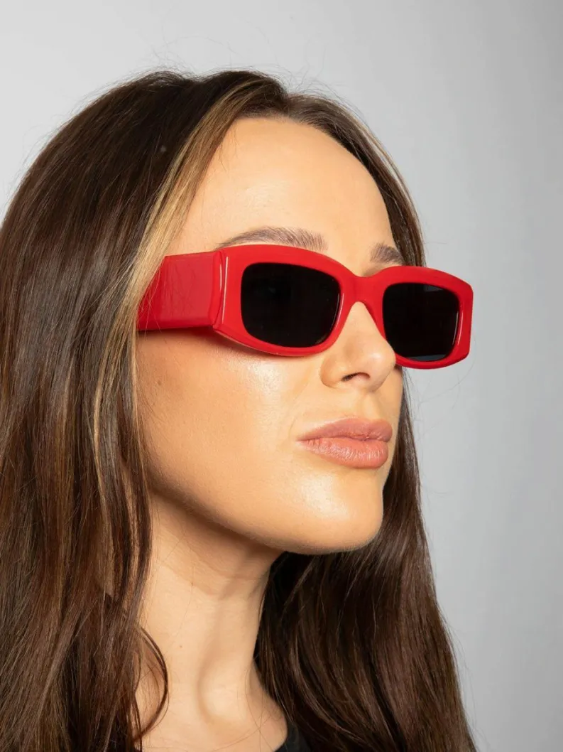Sunglasses*SVNX Chunky Rectangle Sunglasses in Red