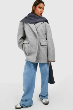 Scarves|Scarves*boohoo Chunky Rib Knit Scarf charcoal