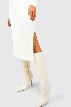 Midi Dresses|Jumper Dresses*boohoo Chunky Rib Soft Knitted Midi Dress cream