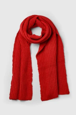 Hats & Gloves|Hats & Gloves*boohoo Chunky Ribbed Knit Long Scarf red