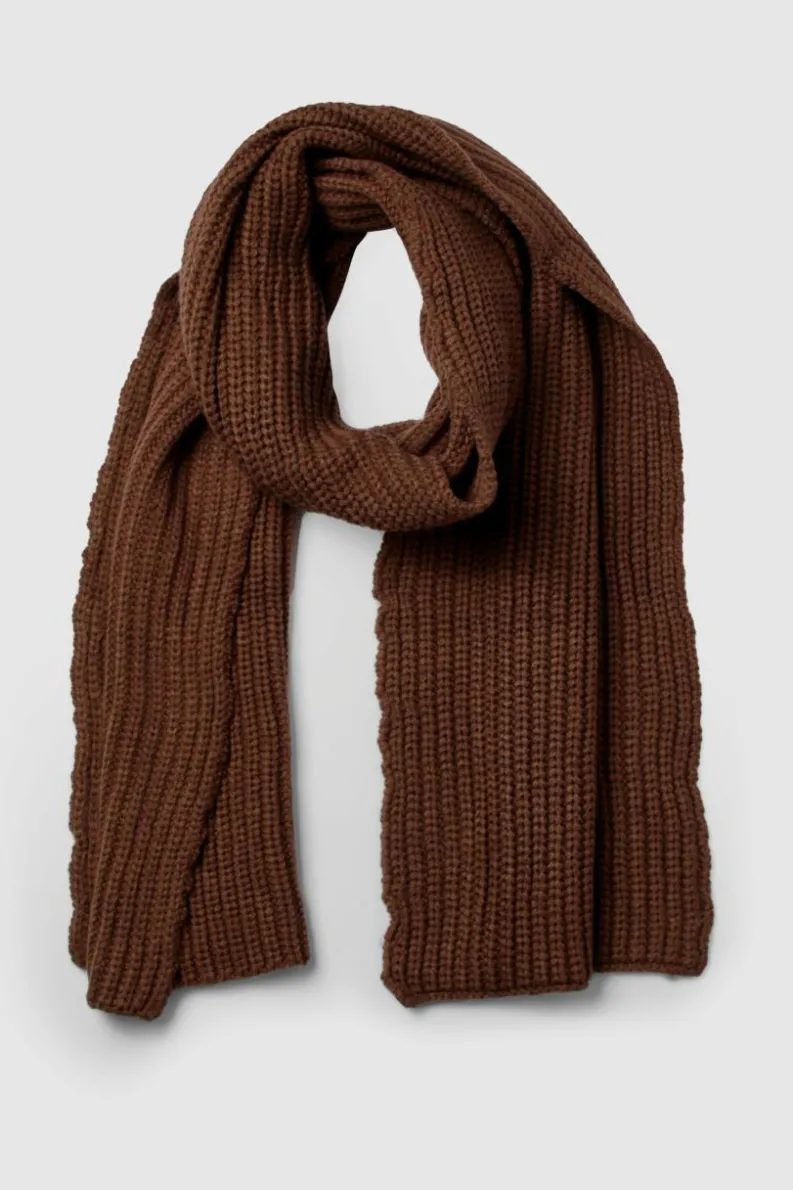 Hats & Gloves|Hats & Gloves*boohoo Chunky Ribbed Knit Long Scarf chocolate