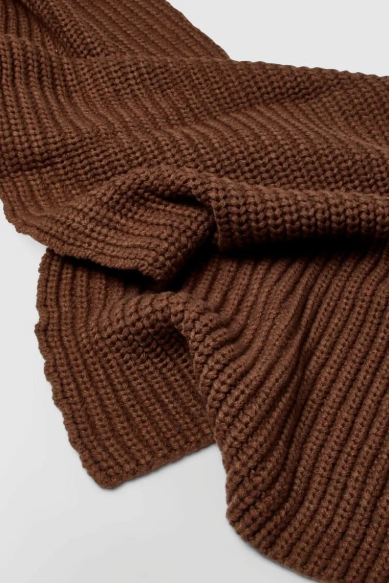Hats & Gloves|Hats & Gloves*boohoo Chunky Ribbed Knit Long Scarf chocolate
