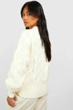 Oversized Jumpers*boohoo Chunky Soft Knit Cable Jumper cream