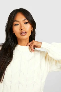 Oversized Jumpers*boohoo Chunky Soft Knit Cable Jumper cream