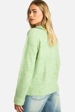 Jumpers*boohoo Chunky Soft Knit Half Zip Jumper sage