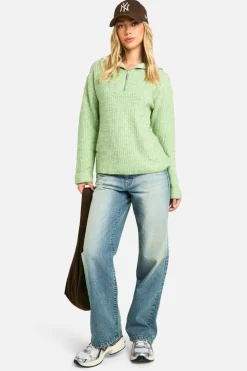 Jumpers*boohoo Chunky Soft Knit Half Zip Jumper sage