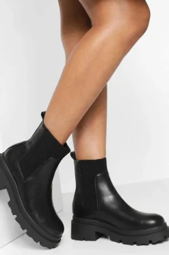 Chunky Boots|All Boots*boohoo Chunky Sole Chelsea Boots black