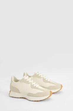Trainers*boohoo Chunky Sole Contrast Panel Trainers beige
