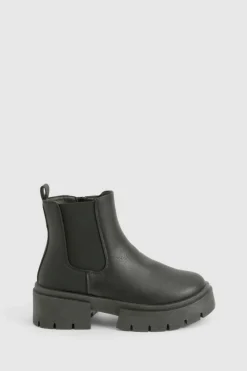 Chunky Boots|All Boots*boohoo Chunky Sole Elastic Insert Chelsea Boots black