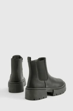 Chunky Boots|All Boots*boohoo Chunky Sole Elastic Insert Chelsea Boots black