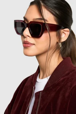 Sunglasses*boohoo Chunky Square Frame Sunglasses burgundy
