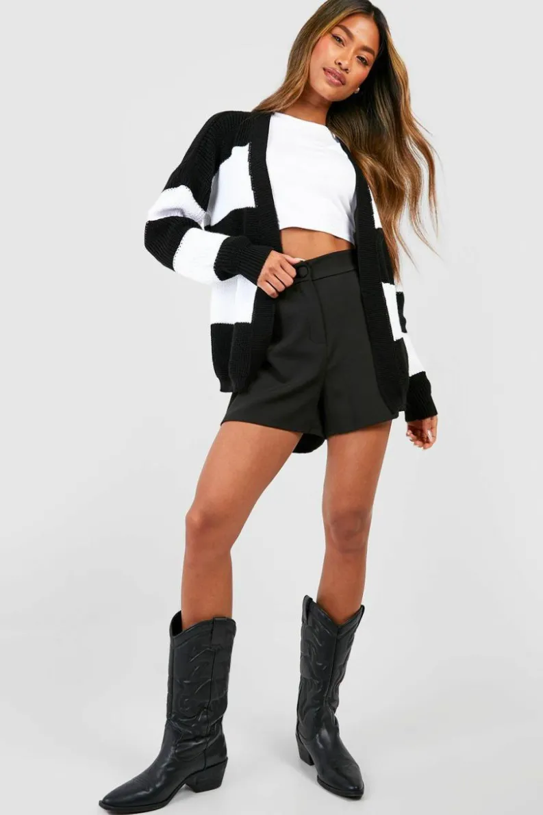 Cardigans*boohoo Chunky Stripe Edge To Edge Cardigan black