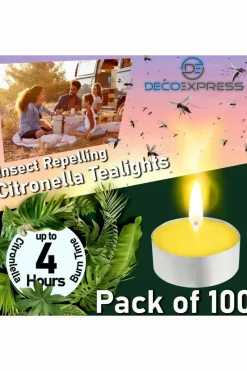 Candles & Diffusers|Candles*Deco Express Citronella Candles 4 Hours Pack of 100 Yellow