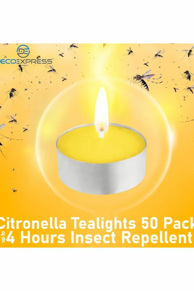 Candles & Diffusers|Candles*Deco Express Citronella Candles 4 Hours Pack of 50 Yellow
