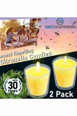 Candles & Diffusers|Candles*Deco Express Citronella Candles 30 Hours Pack of 2 Multi