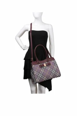 Tote Bags*Kitise Classic Plaid Pattern Top-Handle Tote Shoulder Bag WIth Bow Detail Black