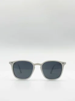 Sunglasses*SVNX Classic Preppy Square Sunglasses With Key Hole Nosebridge White