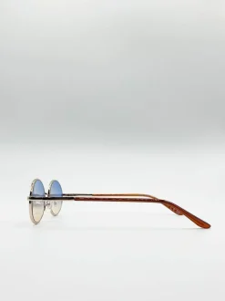 Sunglasses*SVNX Classic Round Sunglasses With Sunset Lenses Gold