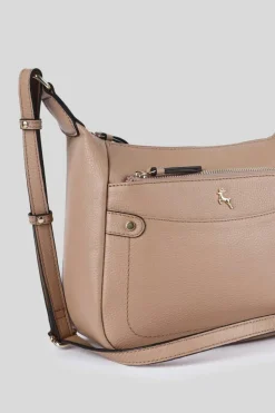 Cross-Body Bags|Handbags*Ashwood Leather Classico Napoli' Real Leather Top Zip Crossbody Bag Beige