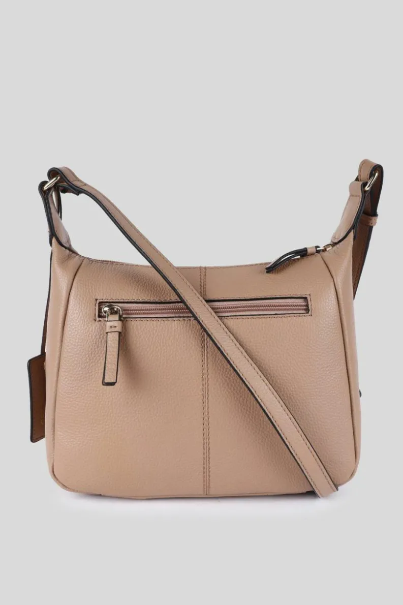 Cross-Body Bags|Handbags*Ashwood Leather Classico Napoli' Real Leather Top Zip Crossbody Bag Beige