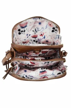 Cross-Body Bags*Ashwood Leather Classy' Croc Embossed Leather Three Section Cross Body Bag Tan