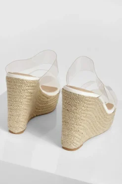 Wedges|Heels*boohoo Clear Double Strap Wedge white