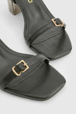 Heels*boohoo Clear Heel Buckle Strap Sandals black