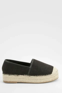 Sandals*boohoo Closed Toe Platform Espadrilles black