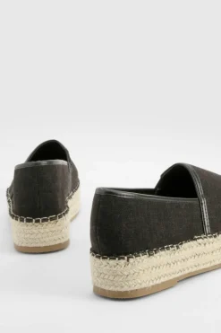 Sandals*boohoo Closed Toe Platform Espadrilles black