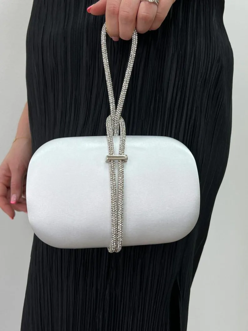 Handbags|Clutch Bags*SVNX Clutch bag with Crystal Stap Handle in Silver