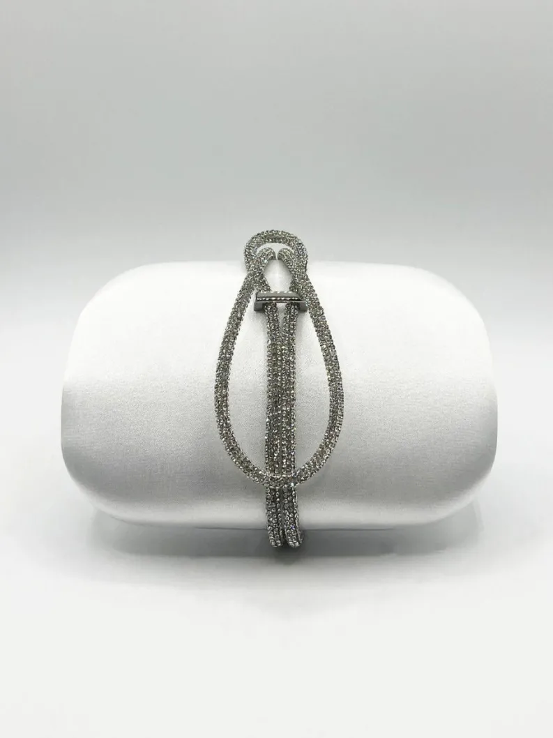 Handbags|Clutch Bags*SVNX Clutch bag with Crystal Stap Handle in Silver