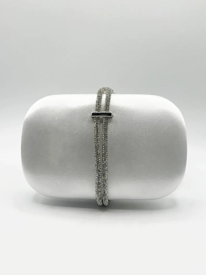 Handbags|Clutch Bags*SVNX Clutch bag with Crystal Stap Handle in Silver