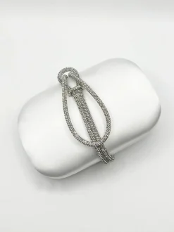 Handbags|Clutch Bags*SVNX Clutch bag with Crystal Stap Handle in Silver