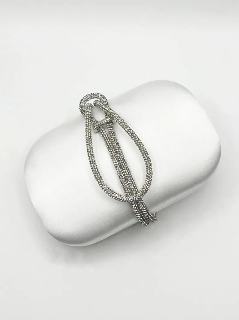Handbags|Clutch Bags*SVNX Clutch bag with Crystal Stap Handle in Silver
