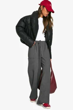 Up To 80% Off Winter Warmers|Faux Leather Jackets*boohoo Coated Short Puffer Jacket black
