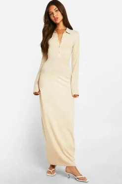Shirt Dresses*boohoo Collared Long Sleeve Shirt Dress stone
