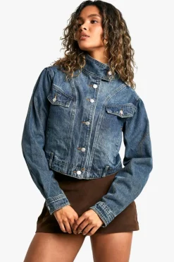Up To 80% Off Winter Warmers|Denim Jackets*boohoo Collared Seam Detail Denim Jacket washed indigo