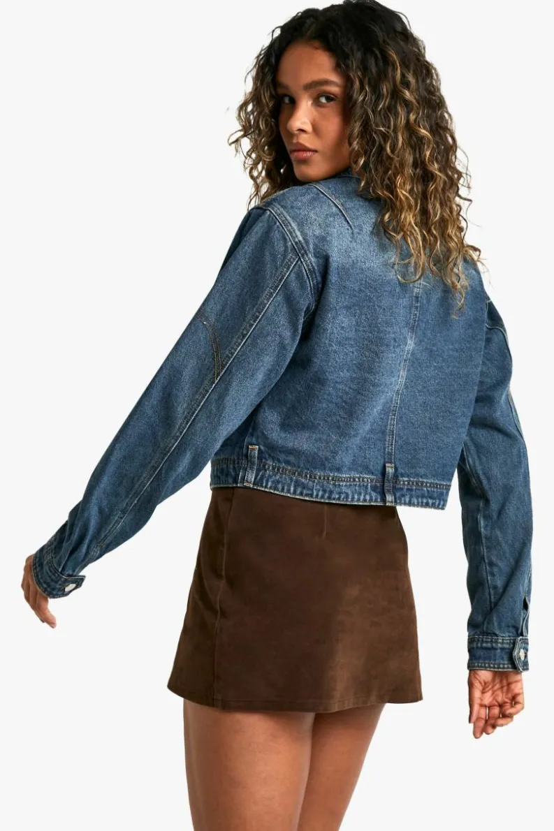 Up To 80% Off Winter Warmers|Denim Jackets*boohoo Collared Seam Detail Denim Jacket washed indigo