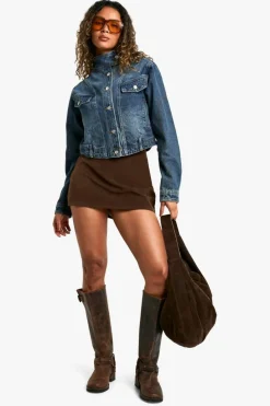 Up To 80% Off Winter Warmers|Denim Jackets*boohoo Collared Seam Detail Denim Jacket washed indigo