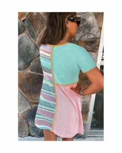 A Line Dresses*Azura Exchange Color Block Stripe Patchwork A-Line Dress Multi