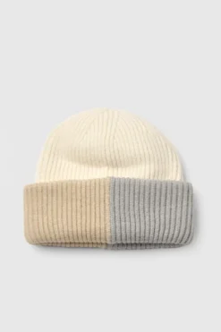 Earmuffs|Hats & Gloves*boohoo Colour Block Fluffy Knitted Beanie ivory