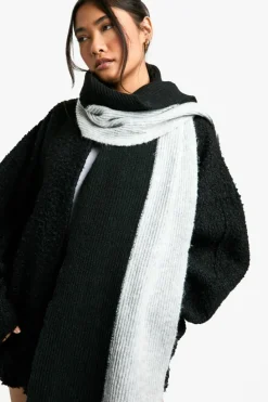 Hats & Gloves|Hats & Gloves*boohoo Colour Block Ribbed Scarf black