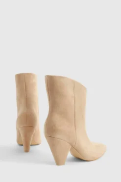 Heeled Boots|Ankle Boots*boohoo Cone Heel Pointed Ankle Boots tan