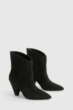 Heeled Boots|Ankle Boots*boohoo Cone Heel Pointed Ankle Boots black