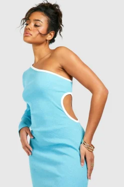 Bodycon Dresses*boohoo Contrast Binding One Shoulder Maxi Dress chartreuse
