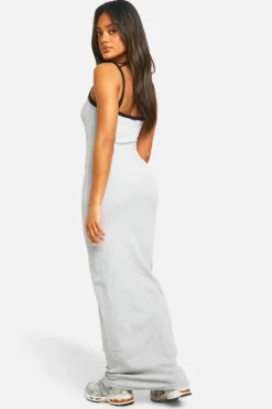 Bodycon Dresses*boohoo Contrast Binding Strappy Maxi Dress grey marl