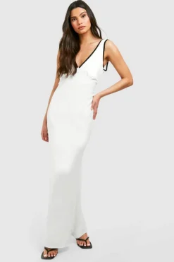 Maxi Dresses*boohoo Contrast Binding V Front Maxi cream