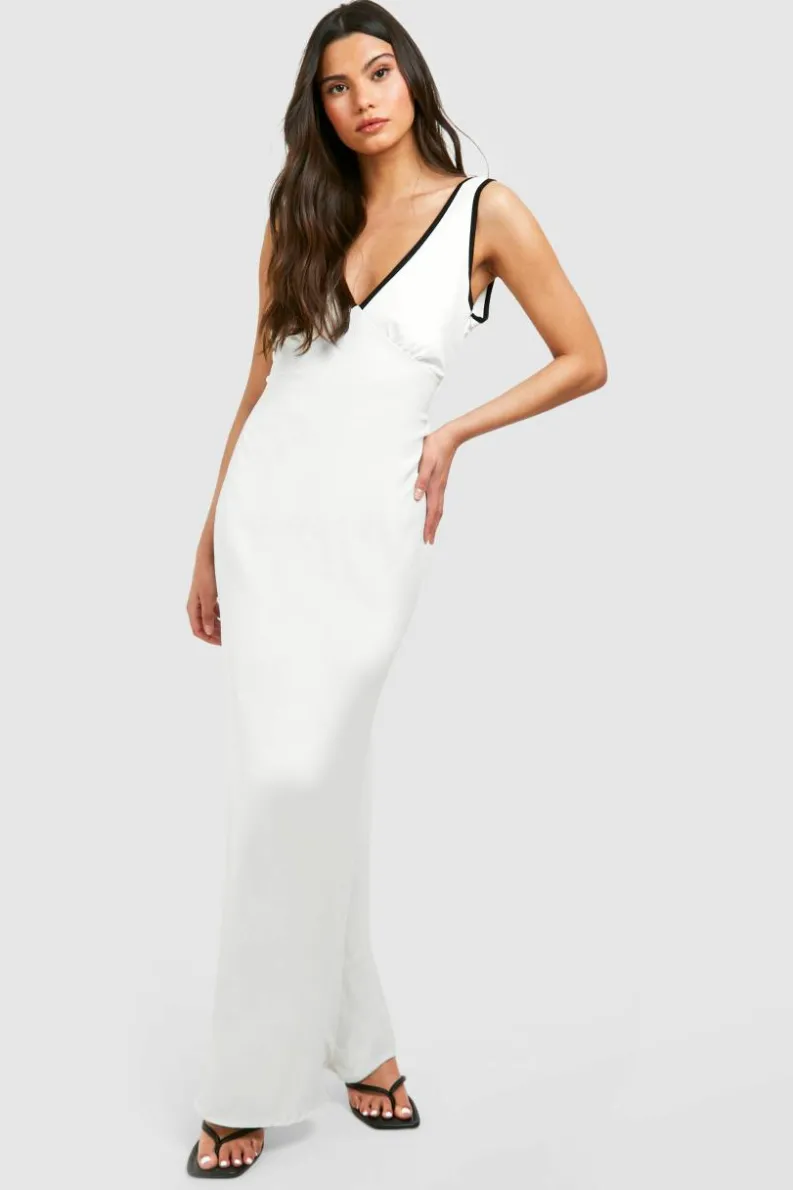 Maxi Dresses*boohoo Contrast Binding V Front Maxi cream