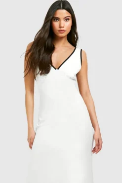 Maxi Dresses*boohoo Contrast Binding V Front Maxi cream